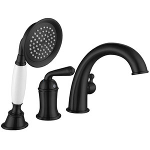 Изображение товара Смеситель на борт ванны Rose R0212H с душевым гарнитуром черный