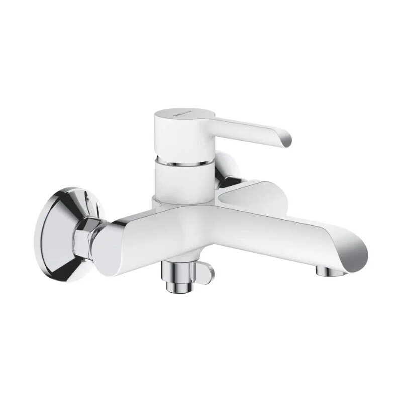 Изображение товара Смеситель для ванны и душа Shevanik S6002F с душевым гарнитуром, хром/белый