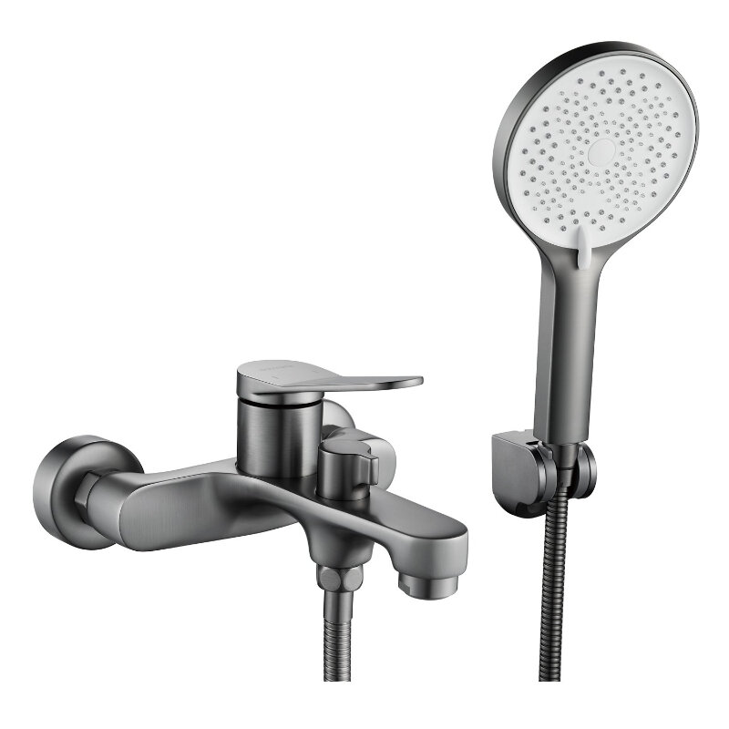 Изображение товара Смеситель для ванны и душа Shevanik S6202T с душевым гарнитуром и вороненой сталью