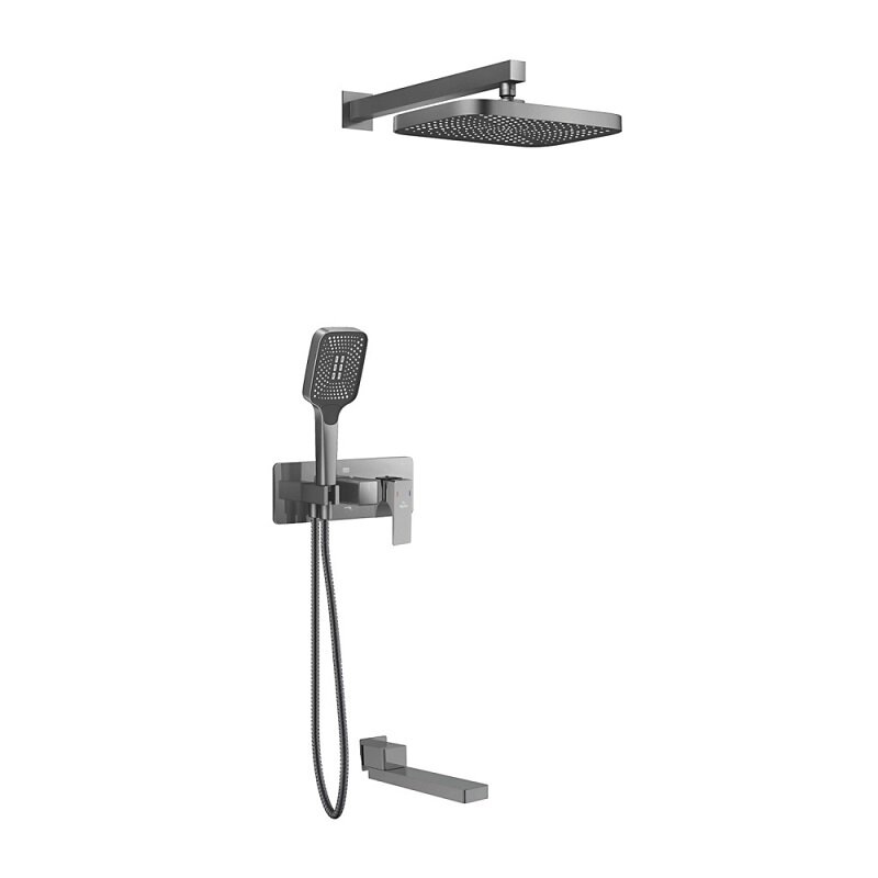 Изображение товара Душевая система Rose R1035T, с внутренней частью, воронёная сталь, gunmetal