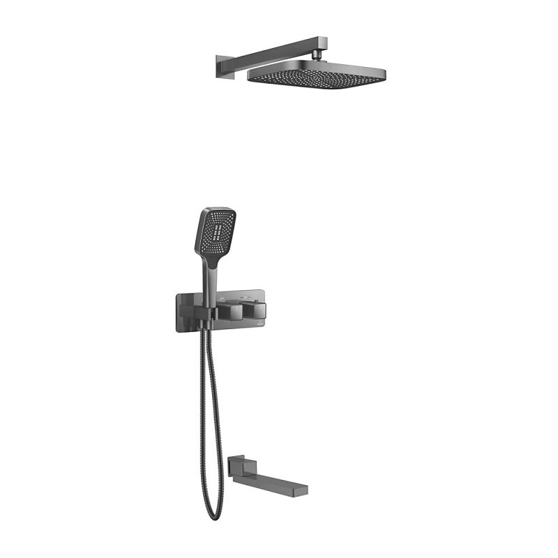 Изображение товара Душевая система Rose R1095T термостатическая воронёная сталь Gunmetal 31.5 см