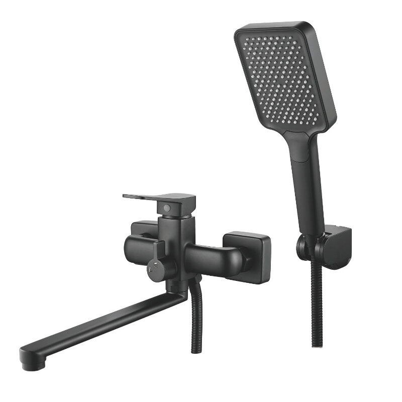 Изображение товара Смеситель для ванны и душа Shevanik S9902H, черный матовый, с душевым гарнитуром