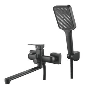 Изображение товара Смеситель для ванны и душа Shevanik S9902H, с душевым гарнитуром, цвет черный матовый