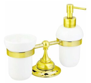 Изображение товара Стакан и дозатор жидкого мыла Cezares Aphrodite-TDTP-03/24 бело-золотой набор для ванной