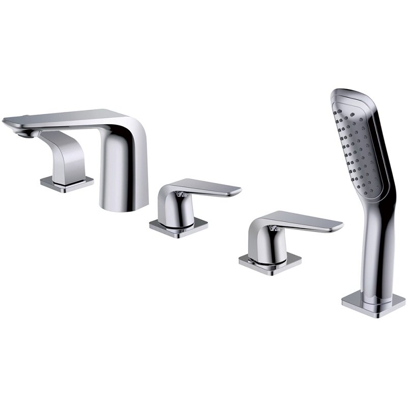 Изображение товара Смеситель на борт ванны Rose R1312, с душевым гарнитуром, хром