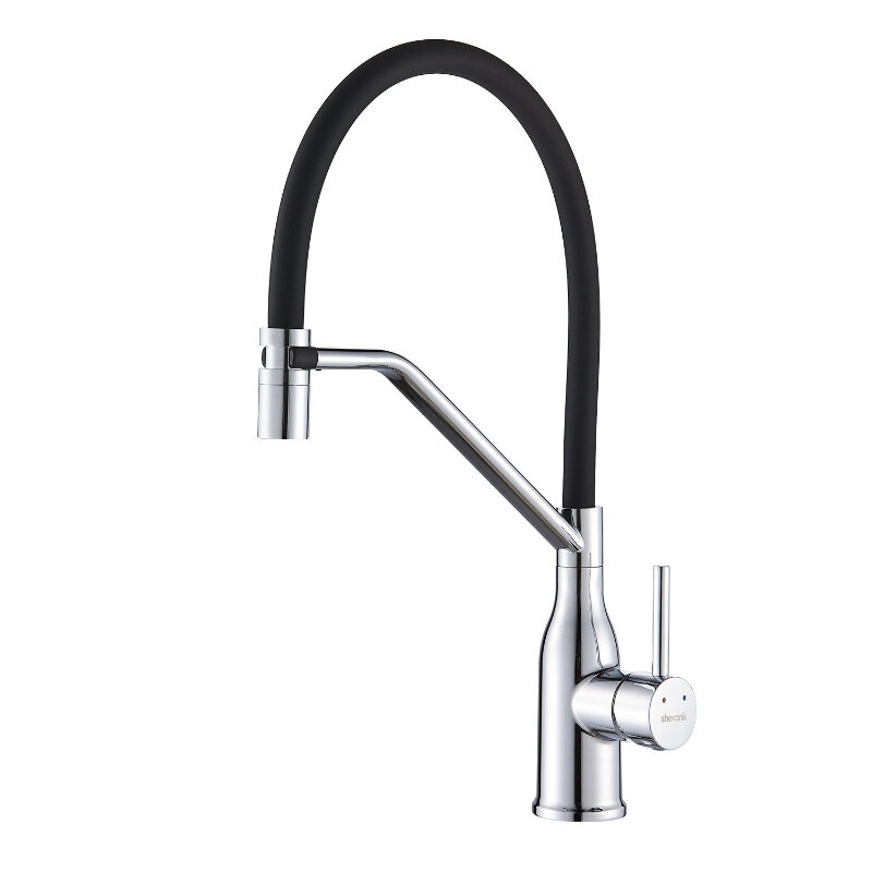 Изображение товара Смеситель для кухонной мойки Shevanik S343-3 с гибким изливом хром/черный