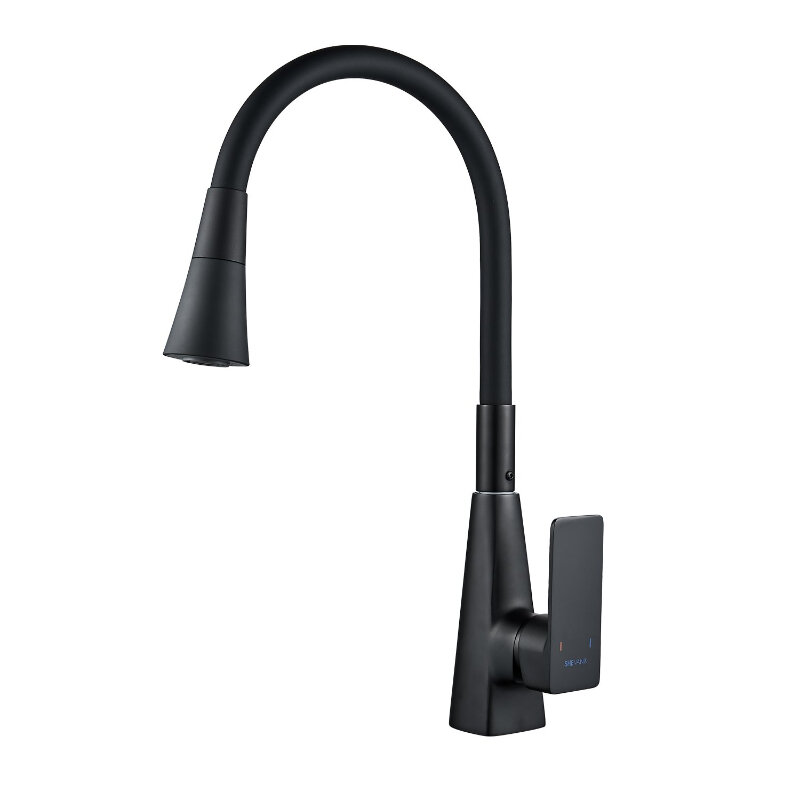 Изображение товара Смеситель Shevanik S543H-3 для кухонной мойки с гибким изливом, черный матовый