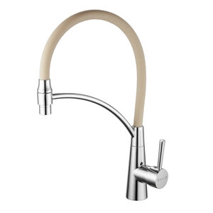 Изображение товара Смеситель для кухонной мойки Shevanik S743-2, с гибким изливом, цвет хром/бежевый