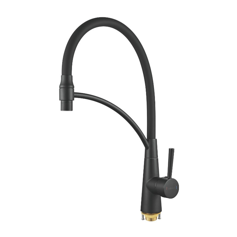 Изображение товара Смеситель для кухонной мойки Shevanik S743H-3 с гибким изливом черный матовый