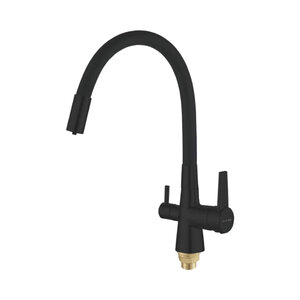 Изображение товара Смеситель для кухонной мойки Shevanik S668H, с гибким изливом, с подключением к фильтру, цвет черный матовый