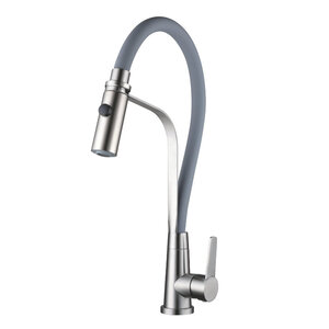 Изображение товара Смеситель для кухонной мойки Shevanik S943L-9, с гибким изливом, цвет сатин/серый