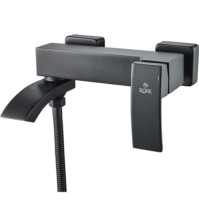 Изображение товара Смеситель для ванны и душа Rose R1552H, с душевым гарнитуром, черный