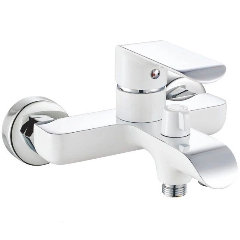 Изображение товара Смеситель для ванны и душа Rose R2102F с душевым гарнитуром белый хром