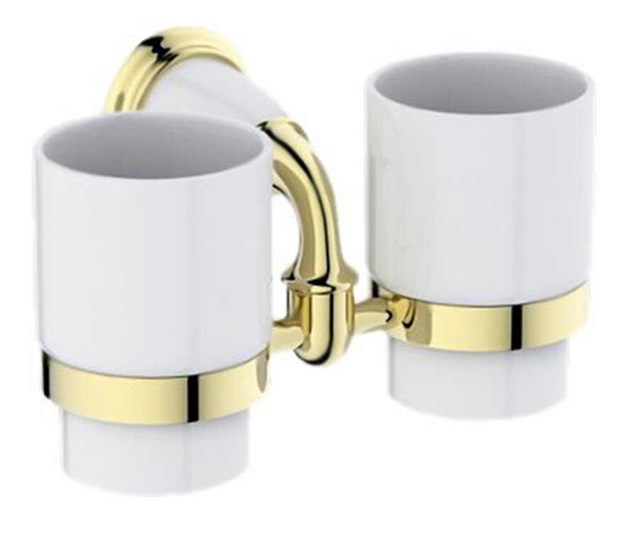 Изображение товара Два стакана для зубных щеток Art&Max Bianchi AM-E-2602-D-Do, золото, белый