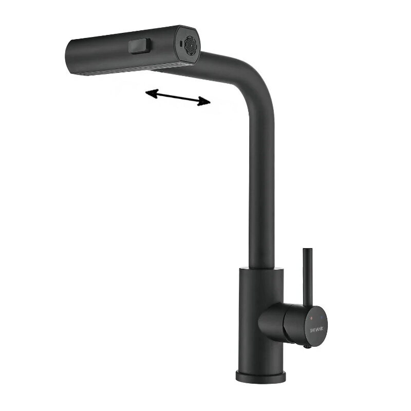 Изображение товара Смеситель для кухонной мойки Shevanik S263H, с выдвижным изливом, цвет черный матовый
