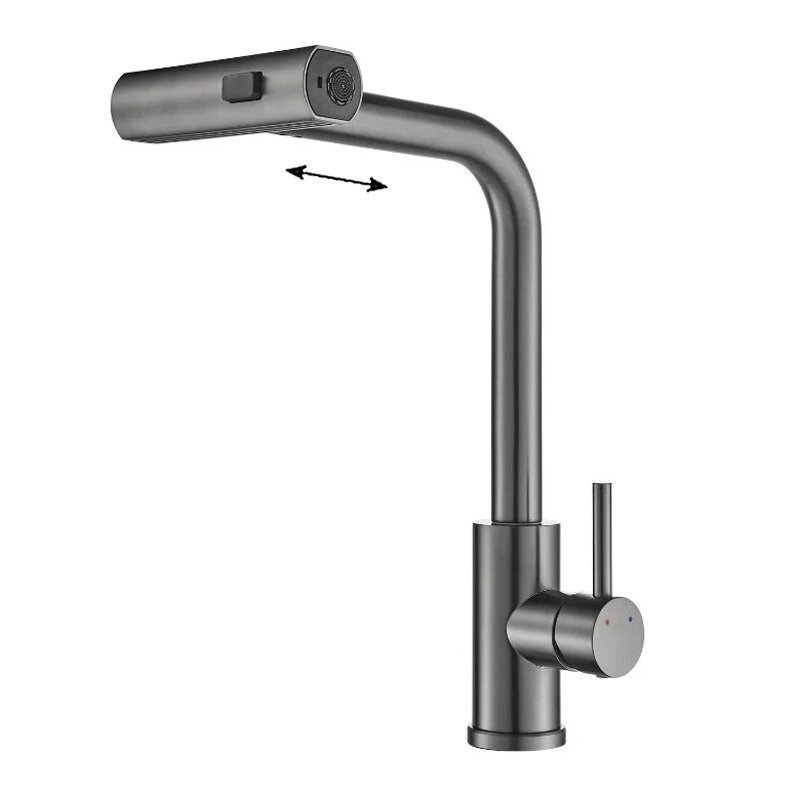 Изображение товара Смеситель для кухонной мойки Shevanik S263T, с выдвижным изливом, вороненая сталь, gunmetal