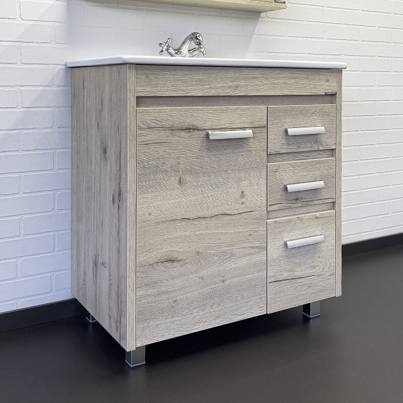 Изображение товара Тумба с раковиной Comfortу Марио 75 см дуб дымчатый напольная