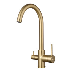 Изображение товара Смеситель для кухонной мойки Shevanik S128G с подключением к фильтру золотой сатин