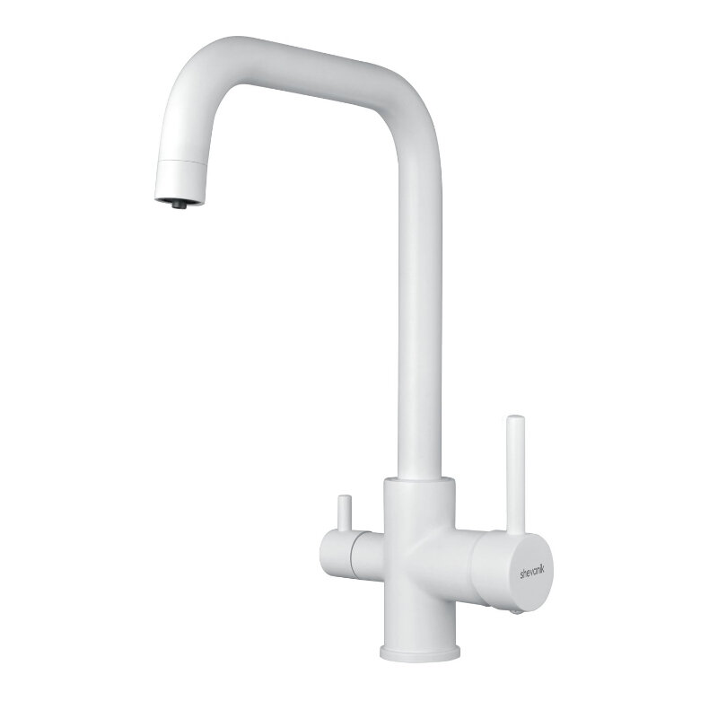 Изображение товара Смеситель для кухонной мойки Shevanik S228C с подключением к фильтру белый матовый