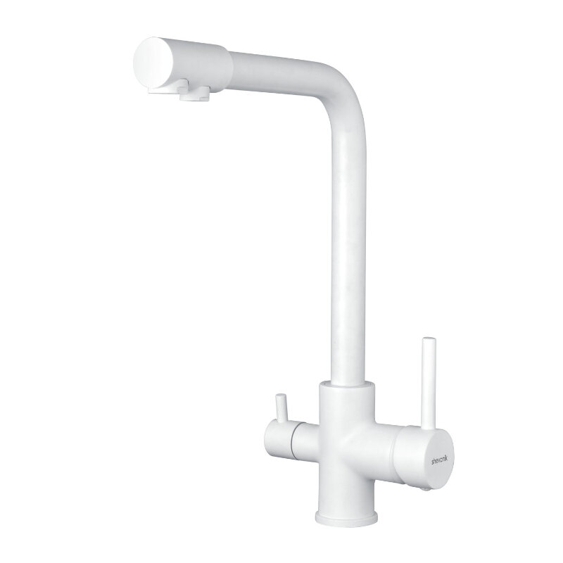 Изображение товара Смеситель Shevanik S328C для кухонной мойки с подключением к фильтру, белый матовый