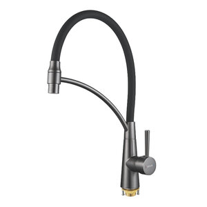 Изображение товара Смеситель для кухонной мойки Shevanik S743T-3, с гибким изливом, с подключением к фильтру, цвет вороненая сталь, gunmetal/черный