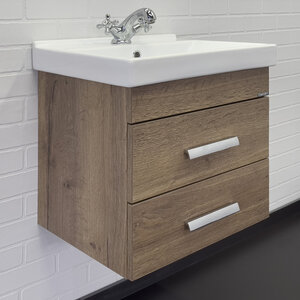 Изображение товара Подвесная тумба с раковиной Comfortу Никосия 50 см дуб темный