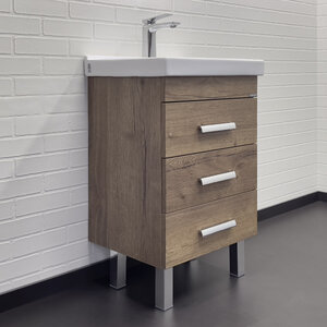 Изображение товара Тумба с раковиной Comfortу Никосия 50 см дуб темный напольная с ящиками