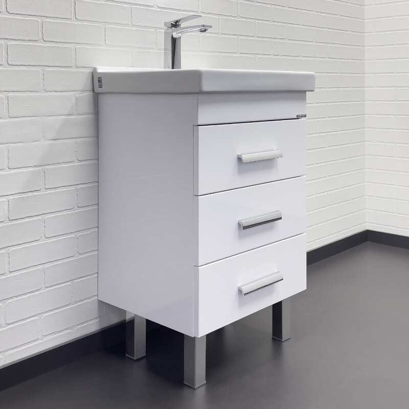 Изображение товара Тумба с раковиной Comfortу Никосия 50 см белый глянц для ванной комнаты