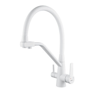 Изображение товара Смеситель для кухонной мойки Shevanik S968C, с гибким изливом, с подключением к фильтру, цвет белый матовый