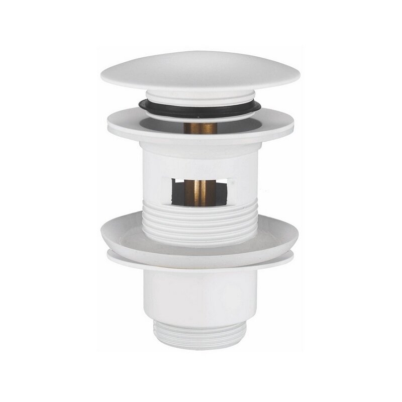 Изображение товара Донный клапан Rose RS01C с переливом, белый, click-clack