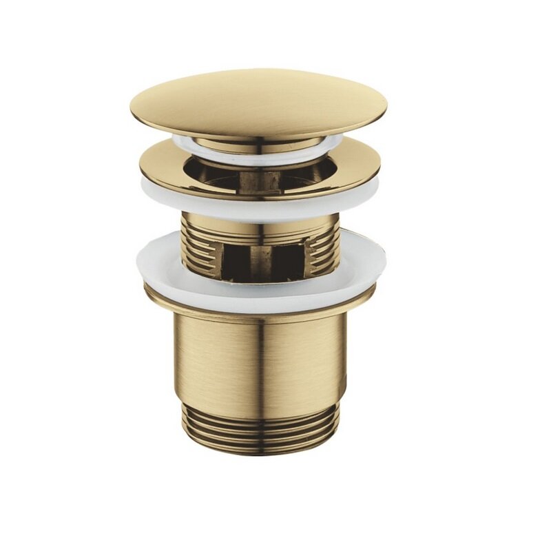 Изображение товара Донный клапан Rose RS01G с переливом и механизмом click-clack золотой сатин