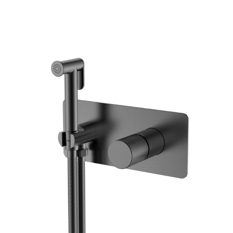 Изображение товара Гигиенический душ Boheme Stick 127-GM.4 со смесителем gun metal, монолитный латунь