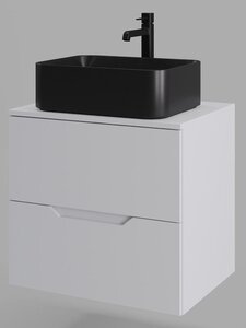 Изображение товара Тумба с раковиной Orange Line Li-60TuwMDF+B02-460MB, 60 см, подвесная, белый матовый Soft Touch