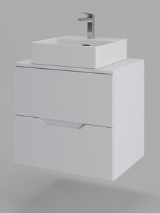 Изображение товара Тумба с раковиной Orange Line Li-60TuwMDF+B04-405W, 60 см, подвесная, цвет белый матовый Soft Touch