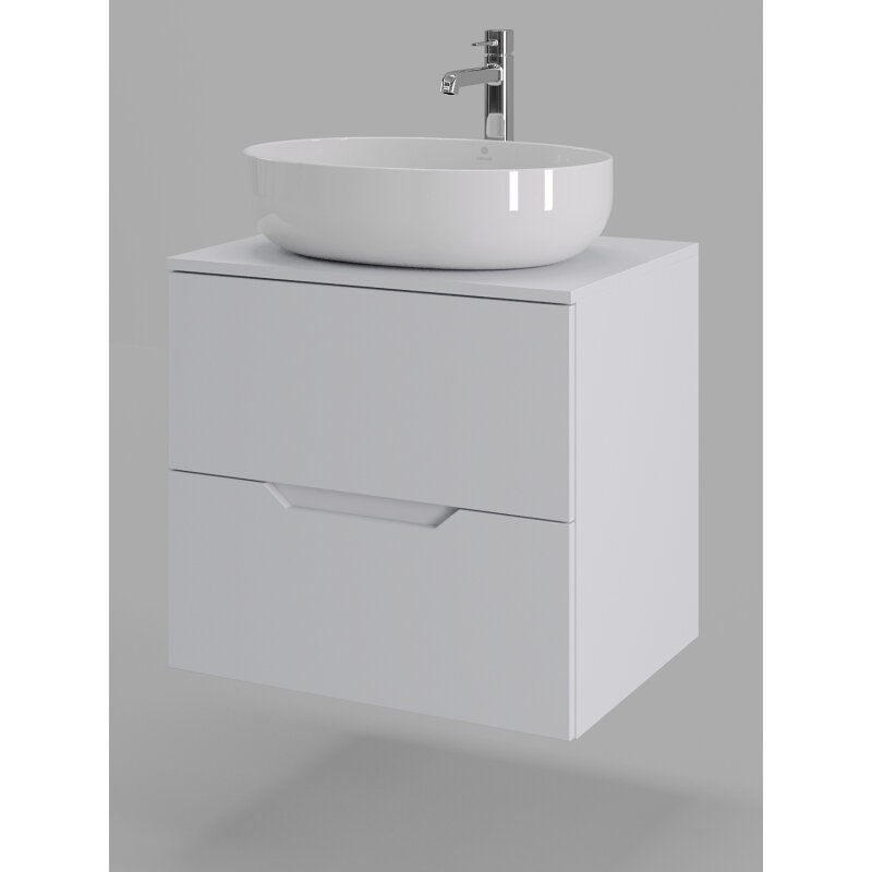 Изображение товара Тумба с раковиной Orange Line Li-60TuwMDF+B05-520W 60 см белый матовый подвесной