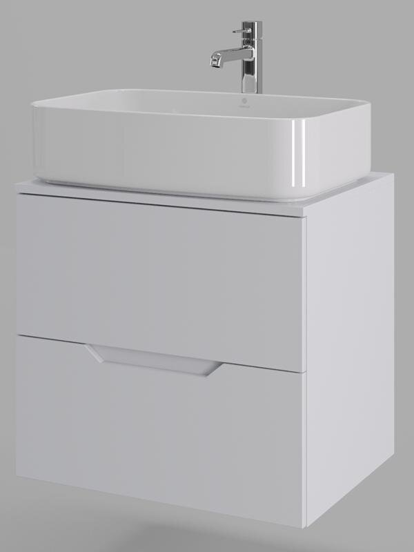 Изображение товара Тумба с раковиной Orange Line Li-60TuwMDF+B07-600W 60 см подвесная белый матовый Soft Touch