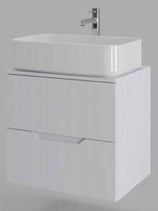 Изображение товара Тумба с раковиной Orange Line Li-60TuwMDF+B07-600W, 60 см, подвесная, цвет белый матовый Soft Touch