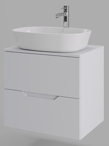 Изображение товара Тумба с раковиной Orange Line Li-60TuwMDF+B08-500W, 60 см, подвесная, цвет белый матовый Soft Touch