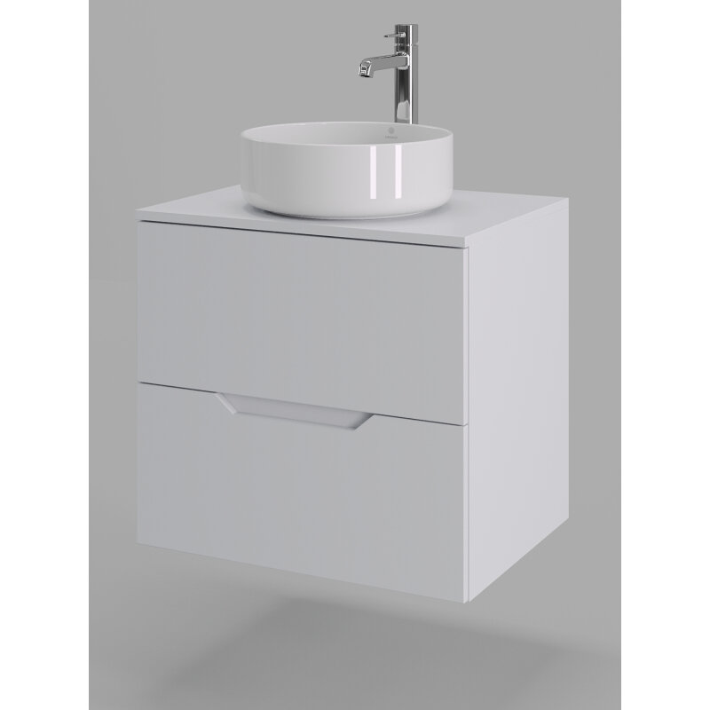 Изображение товара Подвесная тумба с раковиной Orange Line 60 см МДФ ПВХ Soft Touch белый матовый