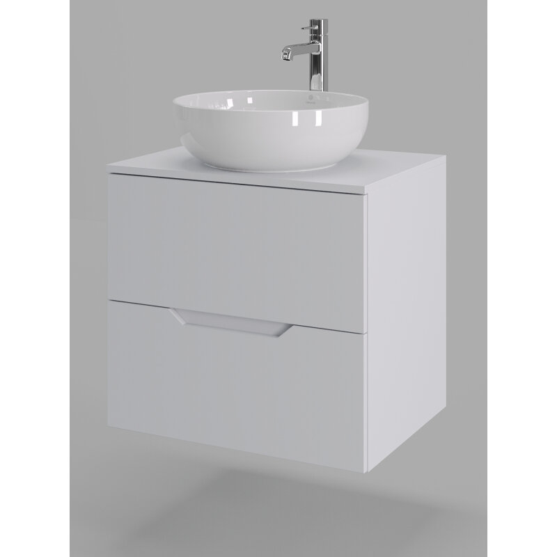 Изображение товара Подвесная тумба с раковиной Orange Line Li-60Tuw MDF 60 см белый матовый Soft Touch