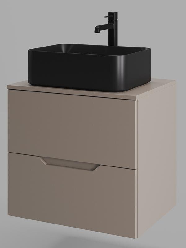 Изображение товара Тумба с раковиной Orange Line Li-60TuLMDF+B02-460MB, 60 см, подвесная, латте матовый Soft Touch