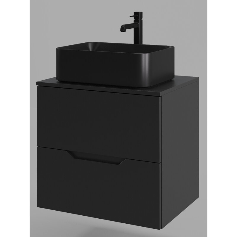 Изображение товара Тумба с раковиной Orange Line Li-60TubMDF, 60 см, черный матовый