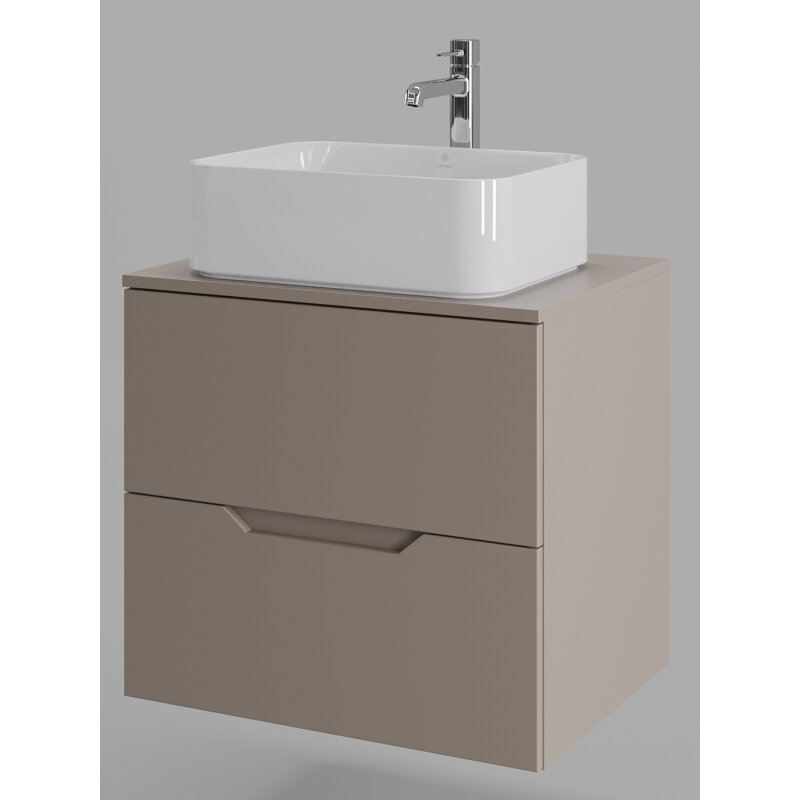 Изображение товара Подвесная тумба с раковиной Orange Line 60 см бежевый Soft Touch МДФ