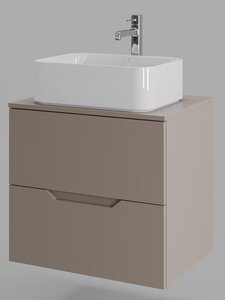 Изображение товара Тумба с раковиной Orange Line Li-60TuLMDF+B02-460W, 60 см, подвесная, цвет латте матовый Soft Touch