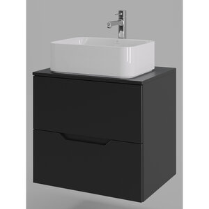 Изображение товара Тумба с раковиной Orange Line Li-60TubMDF+B02-460W, 60 см, подвесная, цвет черный матовый Soft Touch