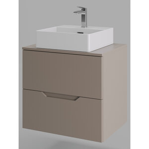 Изображение товара Тумба с раковиной Orange Line Li-60TuLMDF+B04-405W, 60 см, подвесная, цвет латте матовый Soft Touch