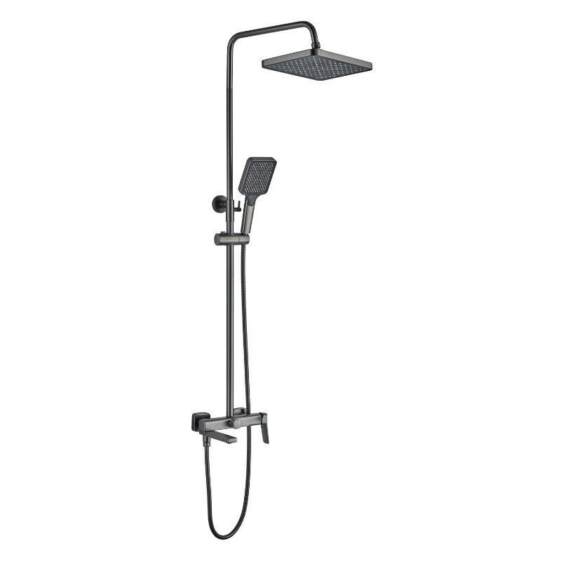 Изображение товара Душевая система Shevanik S9936T с верхним душем и ручным душем, вороненая сталь