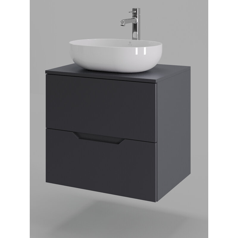 Изображение товара Тумба с раковиной Orange Line Li-60TugMDF+B05-480W, 60 см, графит матовый