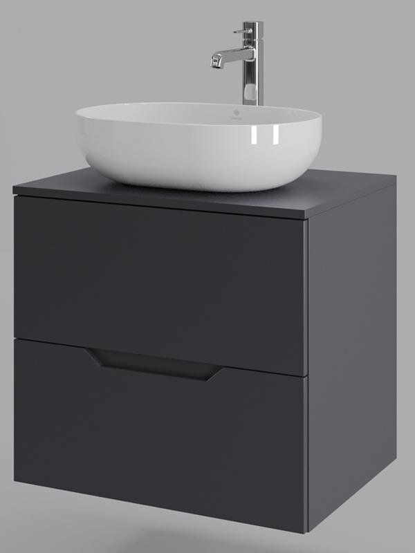 Изображение товара Тумба с раковиной Orange Line Li-60TugMDF+B05-480W графит матовый Soft Touch Изображение товара Тумба с раковиной Orange Line Li-60TugMDF+B05-480W графит матовый Soft Touch
