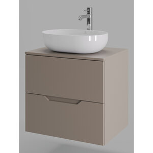 Изображение товара Тумба с раковиной Orange Line Li-60TuLMDF+B05-480W, 60 см, подвесная, цвет латте матовый Soft Touch